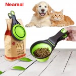 Neareal 2-in-1 Portable Folding Pet Feeder Bowl & Measuring Spoon - Ideal for Outdoor Adventures