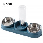 SLSON DomiTail Bestselling Stainless Steel 2-in-1 Elevated Pet Feeder & Water Fountain – Dual Function Raised Bowl for Pets