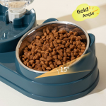 SLSON DomiTail Bestselling Stainless Steel 2-in-1 Elevated Pet Feeder & Water Fountain – Dual Function Raised Bowl for Pets